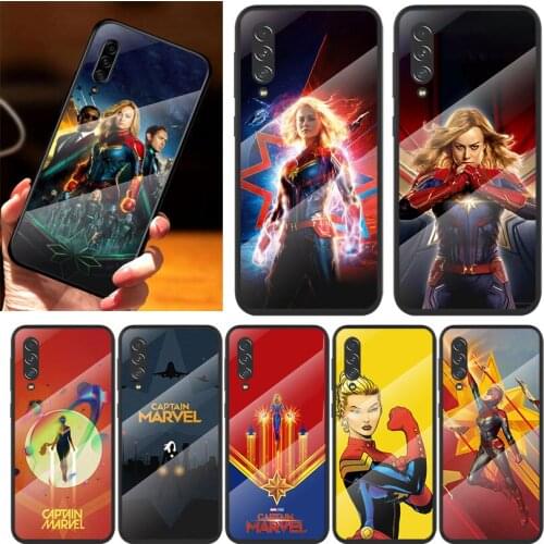 Hot Captain Marvel For Samsung Note 20 10 9 8 Ultra Lite Plus 5G A70 A50 A40 A30 A20 A10 Tempered Glass Phone Case