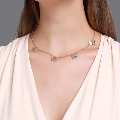 Metal Five Butterfly Pendants Necklaces Women Fashion Bohemian Vintage Gold Choker Butterflys Jewelry Necklace Gift Girls