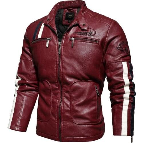 Man fashion faux leather biker jacket fleece lined thick warm pu motorcycle racer outerwear coat for male windbreaker plus size