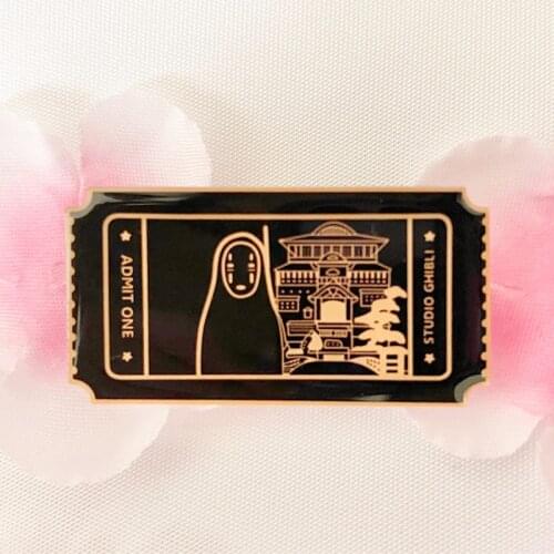 Cartoon Anime No Face Kaonashi Bathroom Ticket Enamel Brooch Pin Hat Bag Collar Lapel Pins Badges Fashion Jewelry Accessories