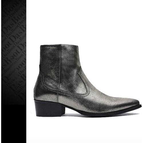 Mens Wyatt Metallic Leather Ankle Boots