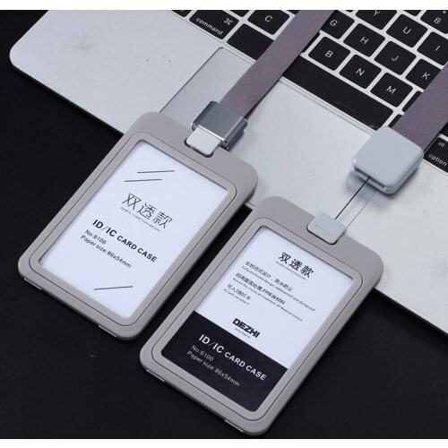 DEZHI double pass work card set with hanging rope customized staff access badge hanging neck plate