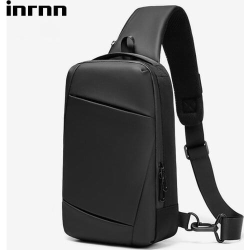 Inrnn USB Charging Chest Bags for Men Waterproof Messenger Bags Male Short Trip Sling Shoulder Bag High Quality Mens Chest Pack