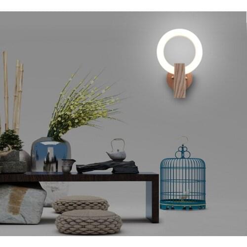 Raw Wood Post Modern Led Wall Lamp Bedroom Aisle Bedside Background Wall Lamp Originality Personality A Living Room Concise