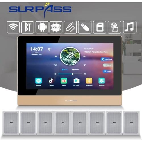 Smart Touch Screen In Wall Sound Amplifier Audio Bluetooth WiFi Android HiFi PA Stereo Wall Mounting Speaker Home Theater System