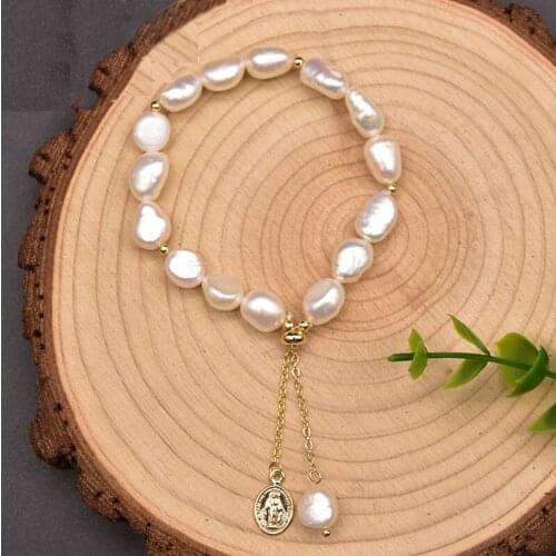 Pure Natural Freshwater Baroque Pearl Woman Adjustable Bracelet Wedding Party Noble Bracelet Luxury Jewelry Girls Gift Fashion