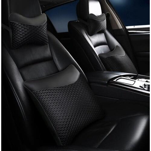 New 2 PCS PU Leather Car Neck Pillows Neck Headrest Breathable Vehicular Pillows Seat Neck Pillows Car-styling Accessories