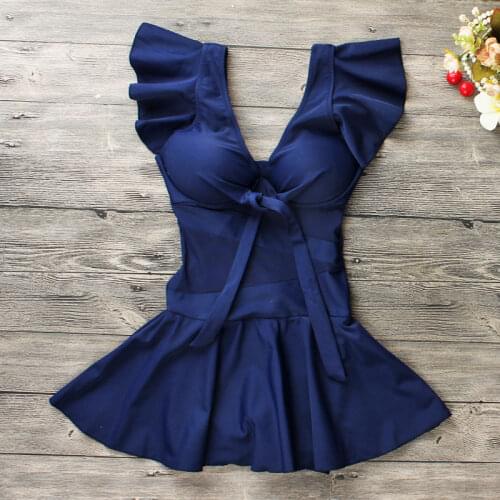 2019 Plus Size One Piece Swimsuit Push Up Bathing Suit Swimming Beach Wear Summer Sexy Swimwear Swim Dress Solid Women Suits