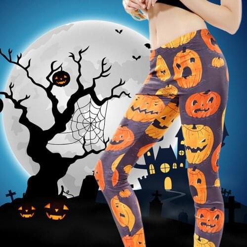 New Sexy Women Halloween Horror Pumpkin Lantern 3D Print Leggings Halloween Pumpkin Head Cosplay Costumes 3d Slim Legging