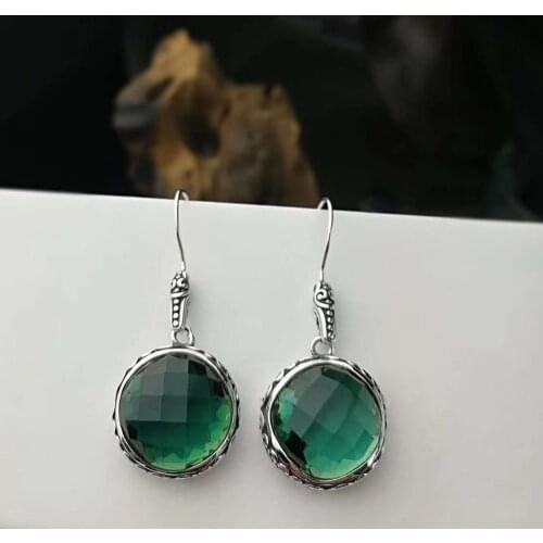 2018 New Arrival Hot Sale Amethyst Brinco 925 Inlaid Circular Cut, Thai Original Crystal Earrings, Retro Fashion Earrings