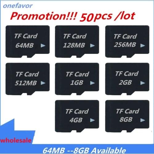 Wholesale!! 50PCS/LOT TF Card 64MB 128M 256MB 512MB 1GB 2GB 4GB 8GB Micro Memory Card Transflash Card TF Flash Card