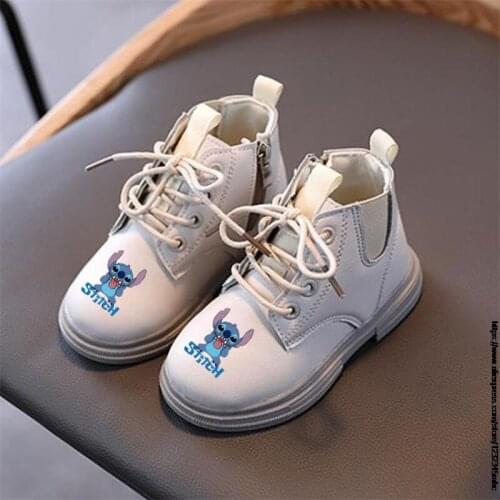 Autumn Winter Frozen Elsa Warm Kids Martin Boots for Girls Boys Fashion Leather Boots Soft Stitch Non-slip Children Running Shoe