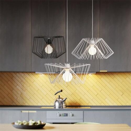 Industrial Line Iron Net Pendant Lights LivingRoom DiningRoom Restaurant Nordic Modern Art Deco Geometric Pendant Lamps Fixtures