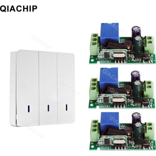 QIACHIP 433Mhz Universal 1 CH RF Remote Control Switch AC 110V 220V Wireless Receiver Module + Wall Panel Transmitter 433 mhz