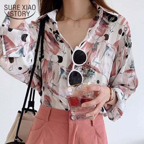 Plus Size Shirt Women 2021 Cotton Casual Women Tops Blouse Female Long Sleeve Top Cardigan Autumn Chic Print Lady Clothing 10288