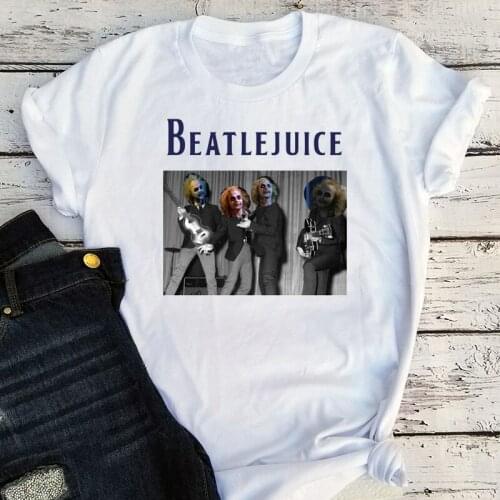 Beetlejuice Shirts Women Oversized Clothing Horror Movie Halloween Graphic Tees Women Streetwear 2021 Fashion Harajuku Tops