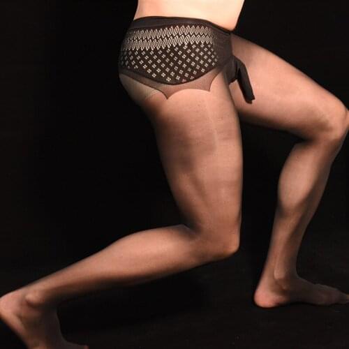 Sexy Men Lace 360 Seamless COCKing Stockings Pantyhose U Pouch Crotch Shiny Sexy Tight Stocking Candy Color Gay Wear Plus Size D