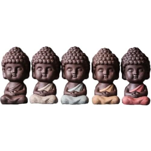 5*9.5cm Buddha Statue Monk Figurine India Tathagata Tea pet Ceramic Crafts Decorative Ceramic Ornaments Miniatures HG0540