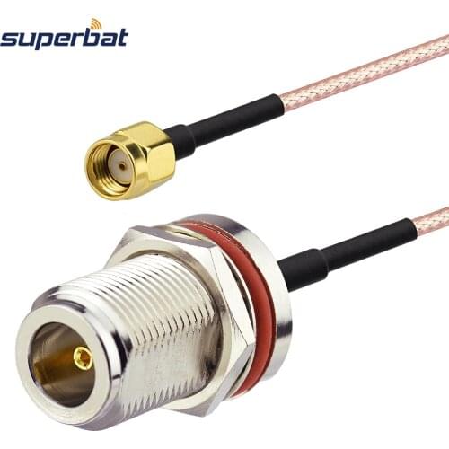 Superbat N-Type Jack Bulkhead O-ring to RP-SMA Plug Connector RF Coax Pigtail Cable RG316 20CM for Wireless Antenna