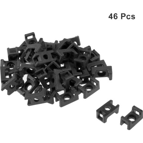Uxcell 46Pcs/lot 3.8mm Hole Width Cable Tie 3.3mm Screw Hole Base Saddle Type Wire Holder Nylon HC-1S 12.6x7x5.7mm Black