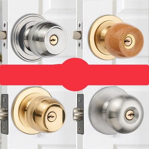 Stainless Steel Interior Spherical Door Handle Lock Household Bathroom Door Locks Hotel Restroom Door Lock Hardware Supplies