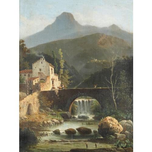 Embroidery 14CT unprinted Scenery Quality Counted Cross Stitch Kits Set Picture Oil Old Town on Lake Home For Handmade Art