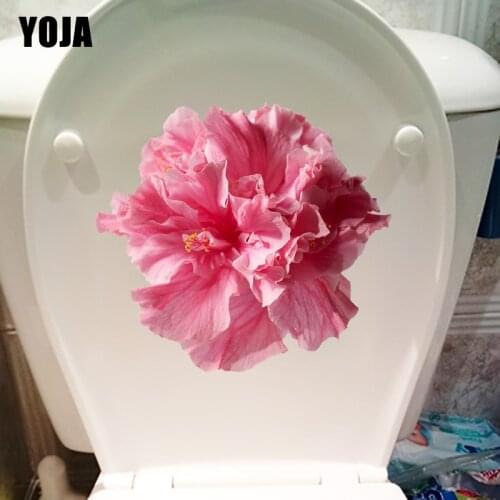 YOJA 21.9*20CM Real Shot Pink Flower Fashion Bathroom Toilet Decor Home Living Room Wall Sticker T1-0721