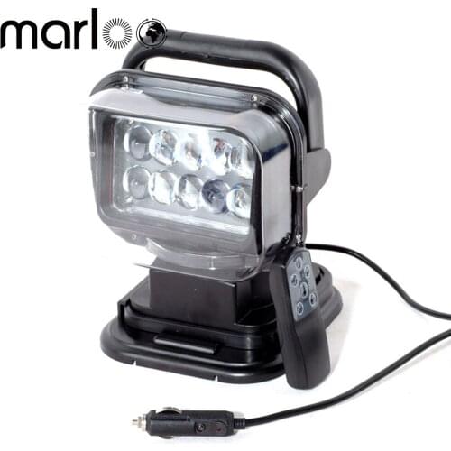 Marloo 1pcs Black 12v 24v 50w 360 LED Rotating Remote Control Work Light Spot For SUV Boat Home Security Farm Field Protection