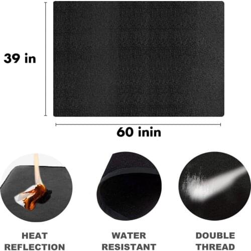 1 X Grill Mat 39*72 Inches Fiber + PVC Back Pad Fireproof Fire Mat Floor Lawn Protection BBQ Grill Pad Rug Firepad Cover