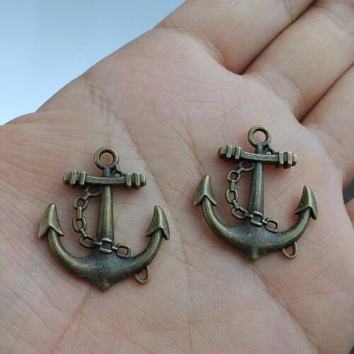 10 pieces / lot 27x31mm Alloy ships anchor jewelry Findings charm pendants Antiqued bronze Fit Bracelet Necklace Earrings