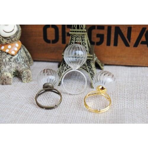 20sets/lot 16mm striped ball glass globe with ring findings set glass bottle vial pendant handmade jewelry accessory