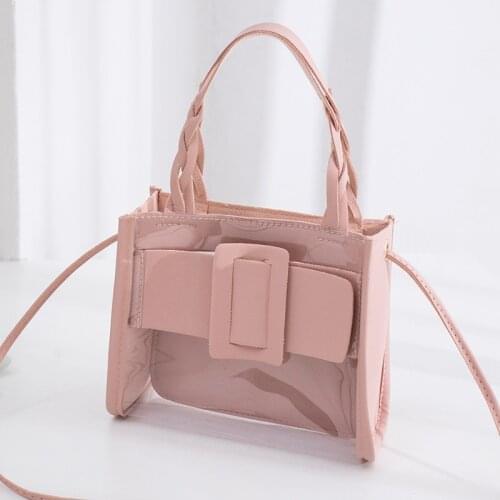 2020 New Fashion Womens Transparent PVC Shoulder Bag Jelly Messenger Bag Braided Mobile Tote Handbag Female Summer Bag