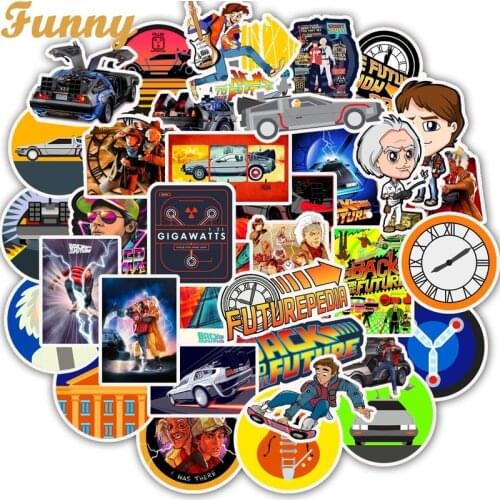 50Pcs Movie Back To The Future Stickers Pack For On The Laptop Fridge Phone Skateboard Travel Suitcase Sticker