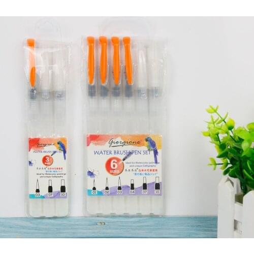 6 &3PCS Portable Paint Brush Water Color Brush Pencil Soft Watercolor Refillable Brush Pen for Painting Drawing Art