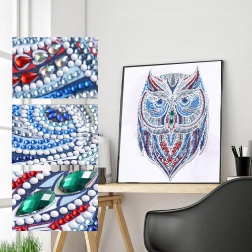 Special Shaped Diamond Painting Fluorescence Owl DIY 5D Partial Drill Cross Stitch Kits Crystal Diamond Paintings Home Decor