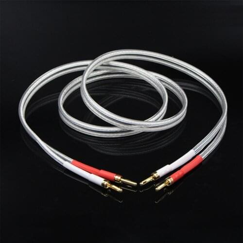 Audiophile 6N Copper Silver-plated Home Speaker Cable Front Cable with Gold Banana Plug Speaker Wire for Hi-fi Systems