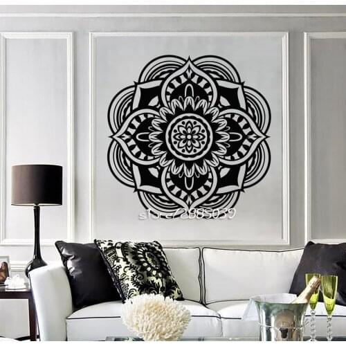 Mandala Buddhist Vinyl Wall Stickers Hindu Religion Symbol Wall Decals Decor Living Room Wallpaper High Quality Mural SA844