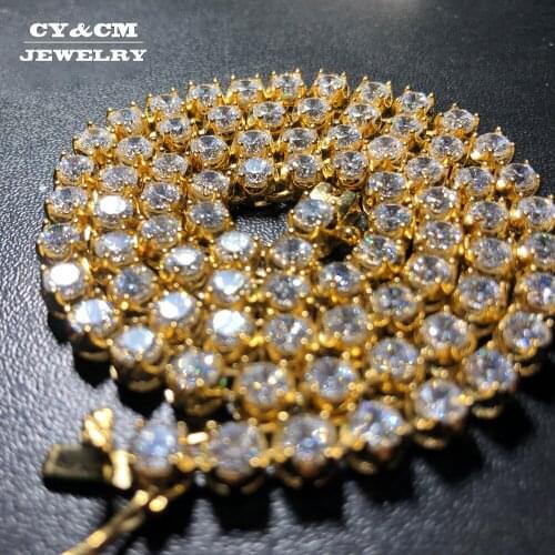 CY&CM Flower CZ 4mm6mm Tennis Chain 8" Bracelet Stainless Steel Micro Paved Cubic Zircon Hip Hop Men 18" Necklace Jewelry Set