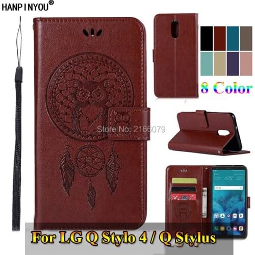 For LG Q Stylo 4 / Q Stylus Stylus+ Alpha 6.2" 3D Pattern Owl Luxury Flip PU Leather Case Card Insert Slots Wallet Stand Cover