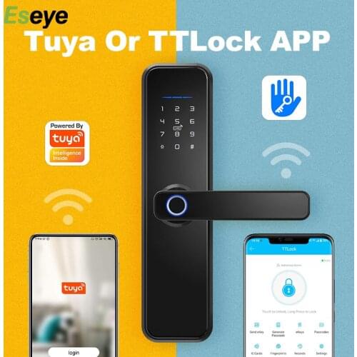 Eseye TTLock Fingerprint Biometric Electric Lock Touch Screen Keypad Password Lock Home Remote APP Smart Door Lock