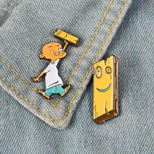 Jonny and Plank Enamel Pin Anime EEnE Brooch Denim Shirt Collar Childhood Cartoon Badge for Bag Lapel Jewelry Gift for Friends