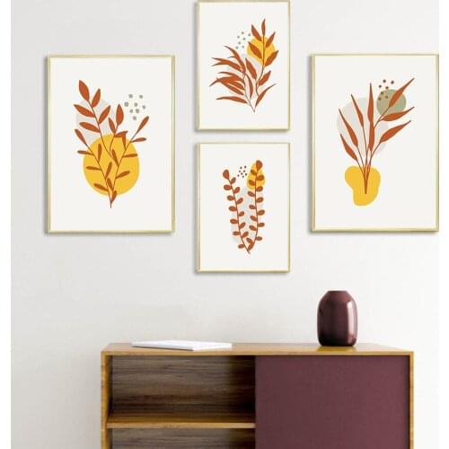 Boho Style Foliage Line Art Drawing Poster Botanical Shape Wall Art Canvas Painting Modern Prints Living Room Decoration