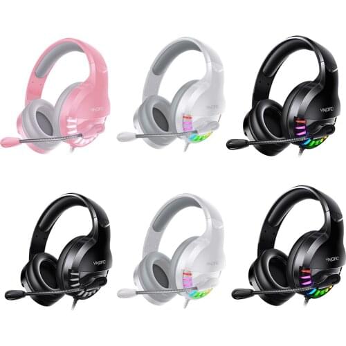 Gaming Headset Stereo Surround Sound Gaming Headphones with Breathing Light & Adjustable Mic for Laptop