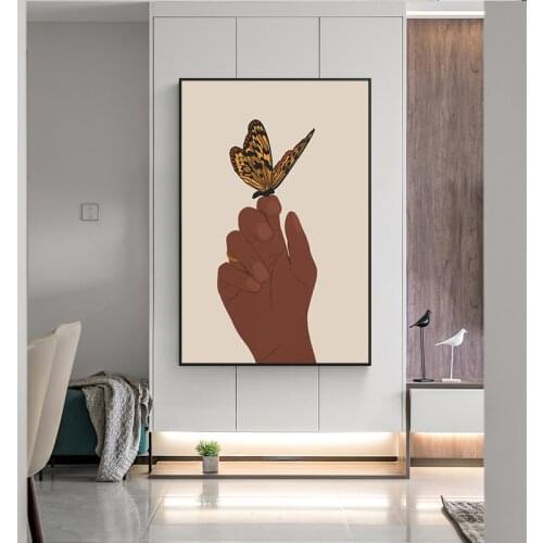 Flower Hand Black Girl Illustration Abstract Art Canvas Painting Nordic Posters And Prints Wall Pictures For Living Room Decor