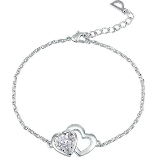 COCOM Korean Fashion Heart Chain Bracelet for Girls with Crystals from Austria Rose Gold Plated Fashion Accessories for Women