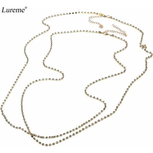 Lureme Crystal Sexy Adjustable Bra Chain Crossover Harness Body Chain Beach Jewelry for Women (bc000013)