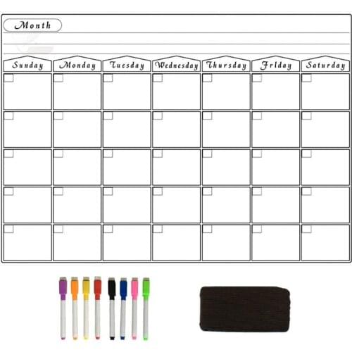 Magnetic WhiteBoard Restickable Monthly Calendar Whiteboard Sticker for Charting Monthly Meetings Family Office Organization Cha
