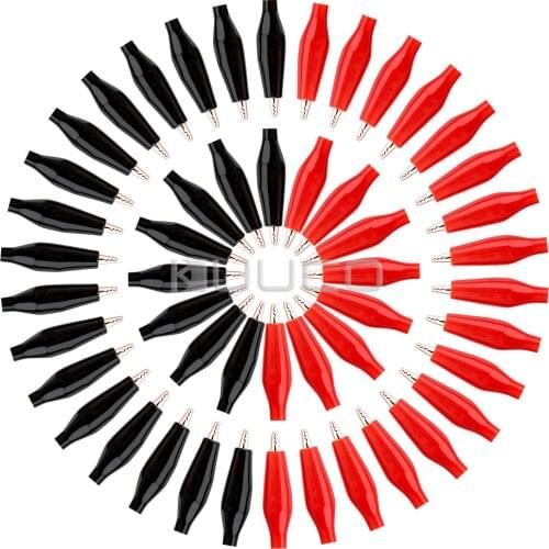 DROK 10pcs/20pcs/50pcs 27mm 3A Metal Alligator Clip Crocodile Electrical Clamp Testing Probe Meter Black Red with Plastic