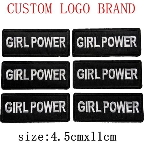 GIRL POWER words on embroidered iron on stickers mini applique military custom DIY patches for caps t-shirt clothing decoration