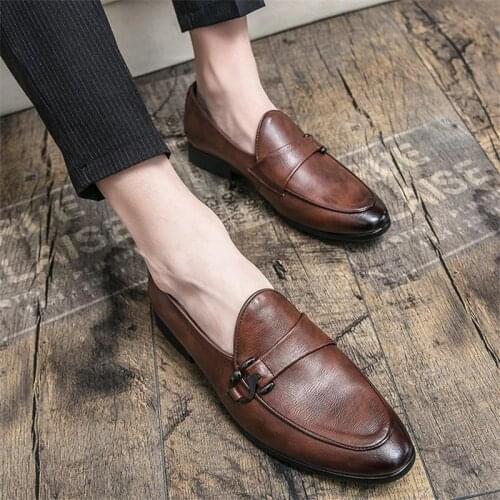 2021 Spring New Mens Casual Leather Shoes All-match Loafers Mens Comfortable and Fashionable One-step Mens Shoes Trend ZQ0282